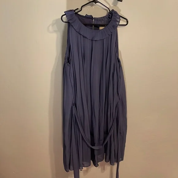 pleated tent dress Blmnix Dresses for Women Pleated Tent Slip Dress Skirts Square Neckline Sleeveless Blue Wedding Guest Dress,XL